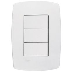 Interruptor Pérola 3 Teclas Simples com Placa Branca - Radial