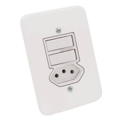 Interruptor Pollar 2 Teclas Simples + Tomada com Placa Branco - Radial
