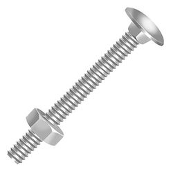 Parafuso Francês 1/2'' x 7'' Zincado Branco com Porca Sextavada e Rosca BSW - Ciser