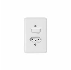 Interruptor Stylus 1 Tecla Paralela + Tomada 2 P+T com Placa 4 x 2 - Ilumi