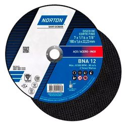 Disco de Corte BNA Fino 12 7'' x 1,6mm x 22 mm - Norton