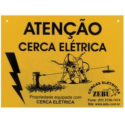 Placa Cuidado para Cerca Elétrica Rural - Zebu