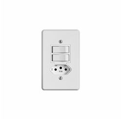 Interruptor Pratika 2 Teclas Simples + Tomada 2 P+T com Placa 4 x 2 - Ilumi