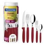 FAQUEIRO-TRAMONTINA-IPANEMA-INOX-24-PC-VERMELHO