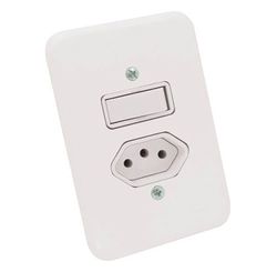 Interruptor Pollar 1 Tecla Simples + Tomada com Placa Branco - Radial