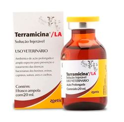 Terramicina LA Solução Injetável Antibiótico Oxitetraciclina 20 ml - Zoetis