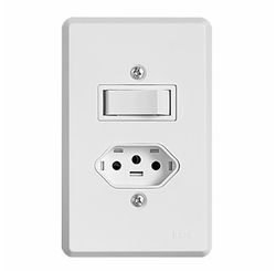Interruptor Pratika 1 Tecla Simples + Tomada 2 P+T com Placa 4 x 2 - Ilumi