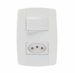 Interruptor Lev 1 Tecla Simples 10 A + Tomada 20 A com Placa 4 x 2 - Ilumi