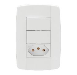 Interruptor Lev 2 Teclas Simples + Tomada com Placa 10 A 4 x 2 - Ilumi