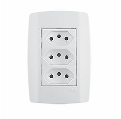 Tomada Slim Tripla 10 A com Placa 4 x 2 - Ilumi