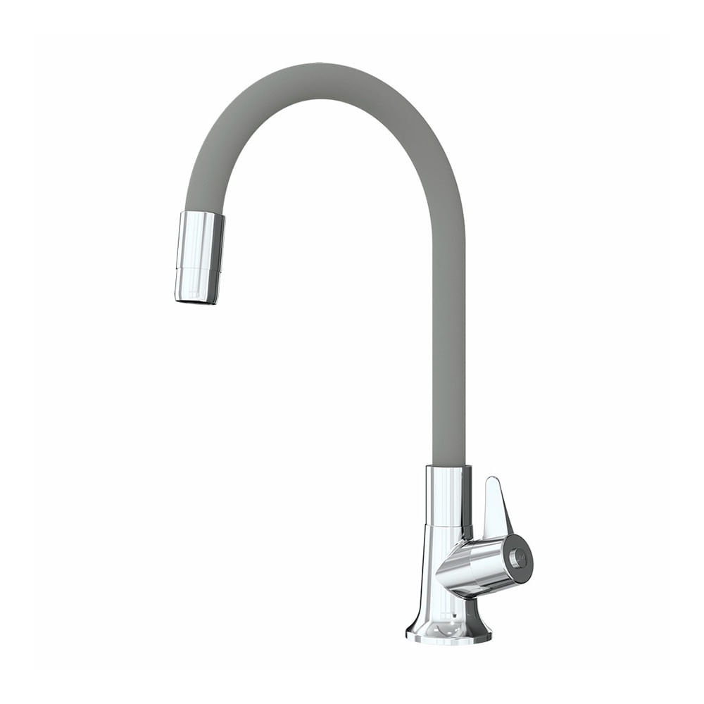 Torneira Bica Móvel para Mesa com Tubo Flexível Cozinha Cinza - Japi