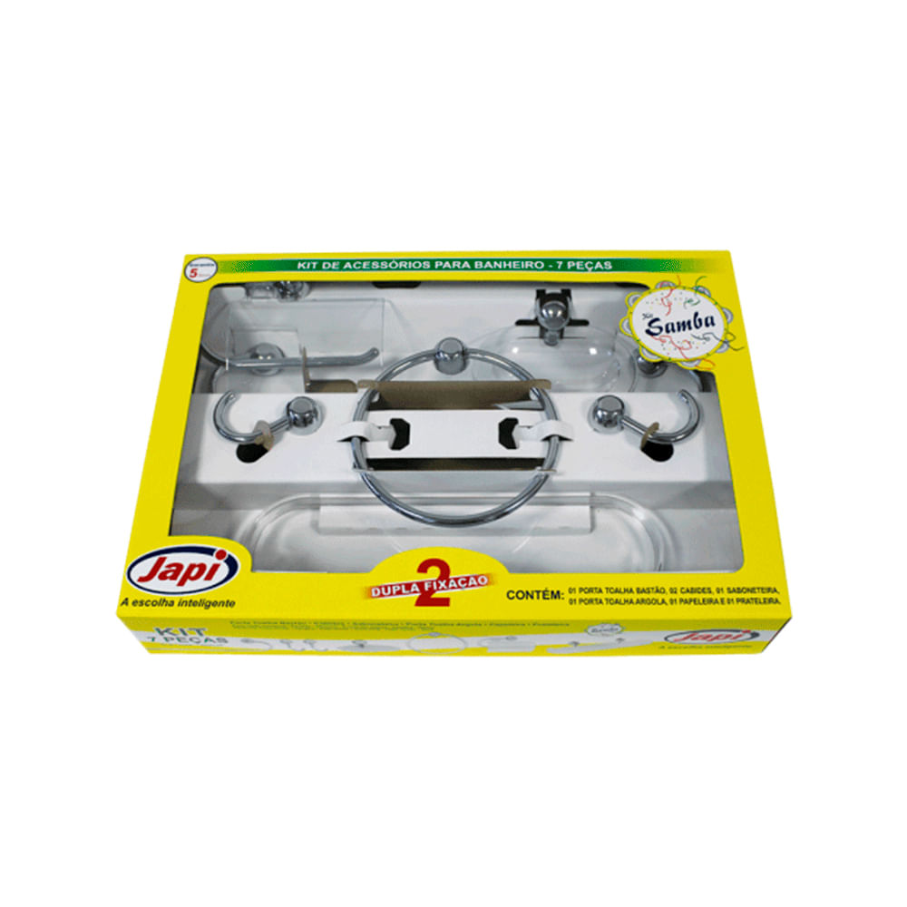 Kit Acess Para Banheiro Samba Com 7 Peças Cromado Japi